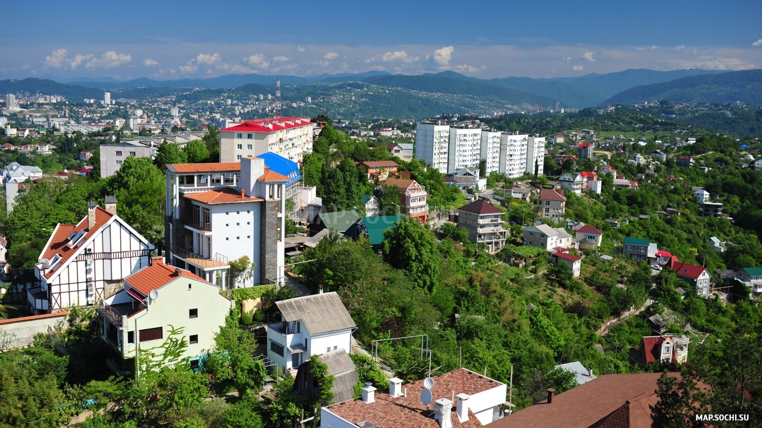 Сочи, панорама города, Современные, Профессиональные, Панорамные, С высоты, День, Цветные